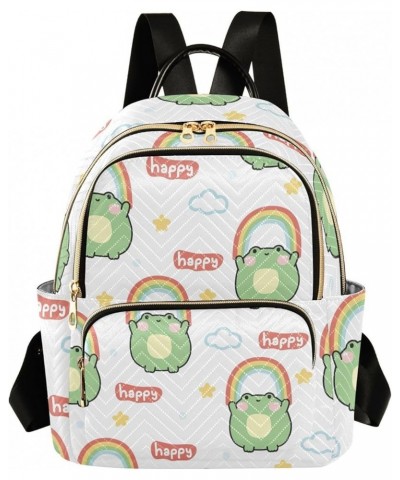 Backpack Purse for Women Cute Chubby Frog, Mini Fashion Backpack Rainbow Lightweight Casual Daypack Shoulder Bag Travel Backp...