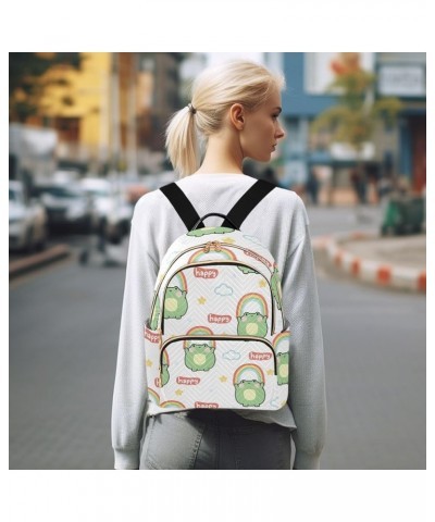 Backpack Purse for Women Cute Chubby Frog, Mini Fashion Backpack Rainbow Lightweight Casual Daypack Shoulder Bag Travel Backp...