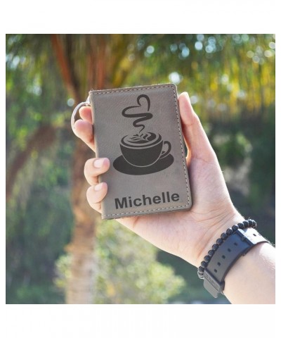 ID Holder Wallet, Cup of Coffee, Personalized Engraving Included (Rustic) Dark Brown $11.76 Wallets