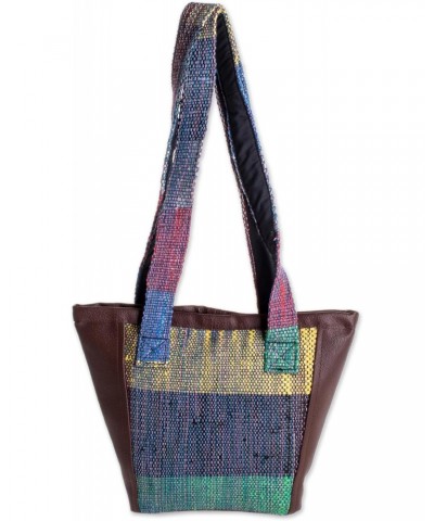 Handmade Cotton Shoulder Bag from Guatemala Handbags Multicolor Brown Striped Patterned Recycled Woven 'Love for The Earth' $...