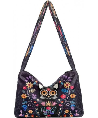 Monster Truck in Blue Shoulder Handbags, Handbag with Zipper Closure, Handbags for Women Shoulder Bag Cat Sitting in Floral-4...