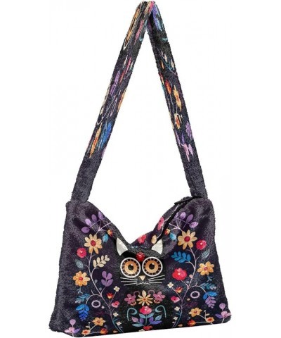 Monster Truck in Blue Shoulder Handbags, Handbag with Zipper Closure, Handbags for Women Shoulder Bag Cat Sitting in Floral-4...