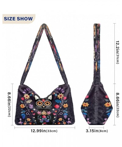 Monster Truck in Blue Shoulder Handbags, Handbag with Zipper Closure, Handbags for Women Shoulder Bag Cat Sitting in Floral-4...