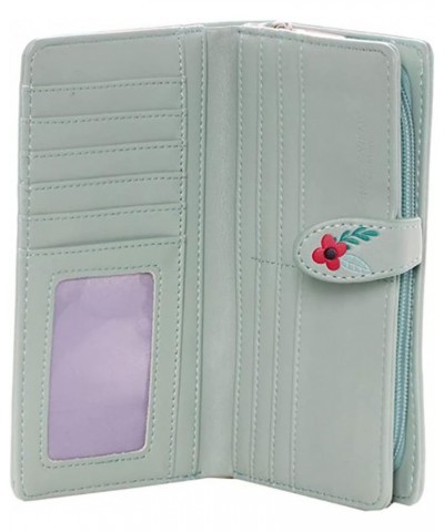 Corgi Dog Pattern Large Wallet for Women Vegan Faux Leather 7" Mint $20.14 Wallets