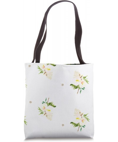 White Floral and Polka Dots Pattern | Neutral Beige Cream Tote Bag $11.09 Totes