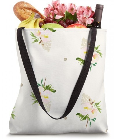 White Floral and Polka Dots Pattern | Neutral Beige Cream Tote Bag $11.09 Totes