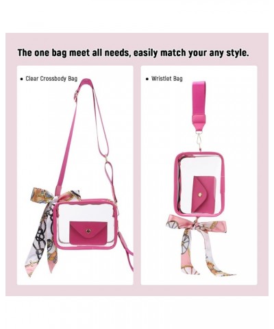 Small Clear Crossbody Bag for Women Stadium Approved Clear Bags Transparent Purse for Concerts Sports Events Festival Rose Re...