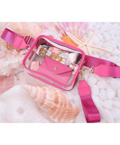 Small Clear Crossbody Bag for Women Stadium Approved Clear Bags Transparent Purse for Concerts Sports Events Festival Rose Re...