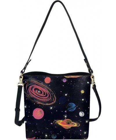 Bucket Shoulder Bag for Women Crossed Body Bag,Hobo Purse Galaxy $23.46 Hobo Bags