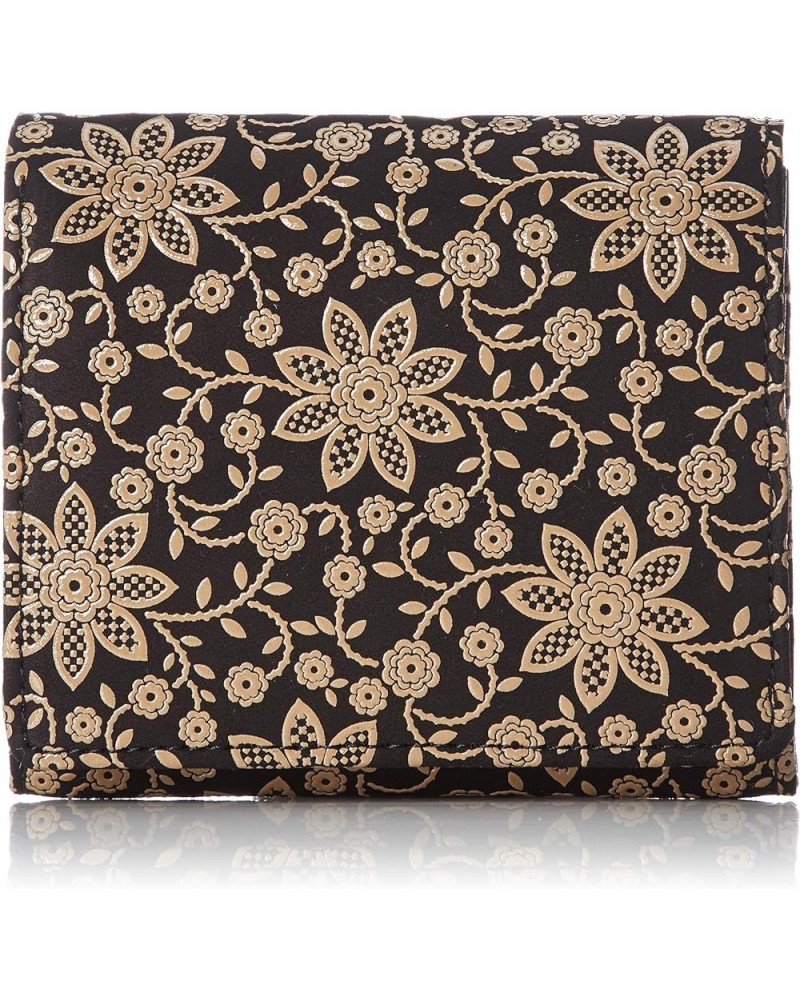 Women's Wallet Black Deerskin x White Lacquer Clematis Pattern 2204-11-169 $45.06 Wallets