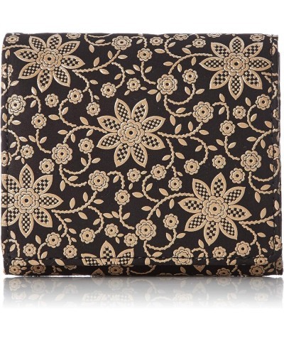 Women's Wallet Black Deerskin x White Lacquer Clematis Pattern 2204-11-169 $45.06 Wallets