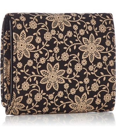 Women's Wallet Black Deerskin x White Lacquer Clematis Pattern 2204-11-169 $45.06 Wallets