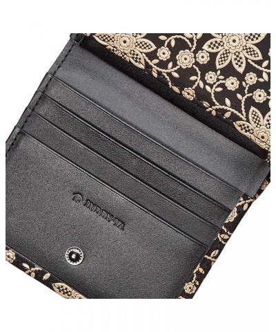 Women's Wallet Black Deerskin x White Lacquer Clematis Pattern 2204-11-169 $45.06 Wallets