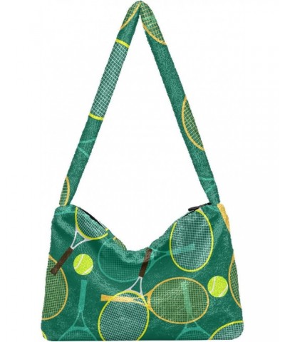 Tennis Ball Shoulder Tote Bags for Women Furry Crossbody bag Hobo Handbag Purses for Travel College Work $10.70 Totes