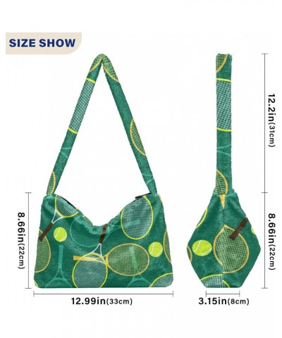 Tennis Ball Shoulder Tote Bags for Women Furry Crossbody bag Hobo Handbag Purses for Travel College Work $10.70 Totes