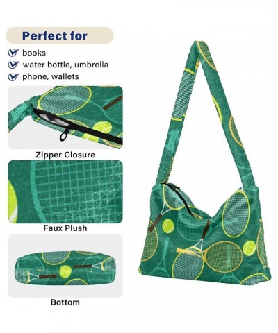 Tennis Ball Shoulder Tote Bags for Women Furry Crossbody bag Hobo Handbag Purses for Travel College Work $10.70 Totes