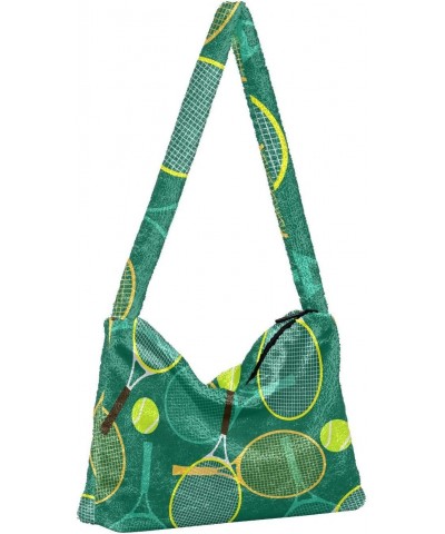 Tennis Ball Shoulder Tote Bags for Women Furry Crossbody bag Hobo Handbag Purses for Travel College Work $10.70 Totes