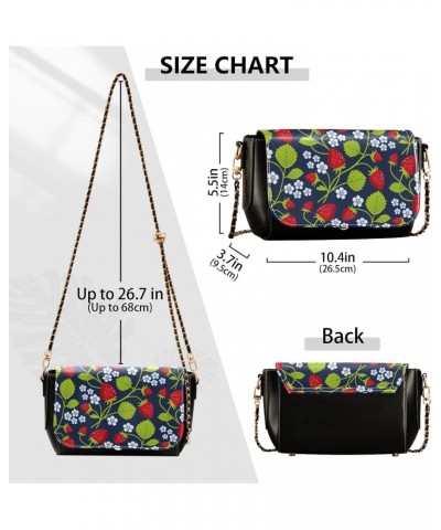 Strawberries Flowers Crossbody bags for Women Small Crossbody Purses with Adjustable Strap Cell Phone Purse Shoulder Bag for ...