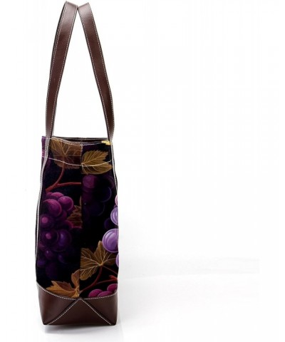 Grapes Canvas Leather Mix Handbag - Stylish, Durable Hand-Held Bag - 13.3x4.7x12.2 in, Ideal for Women - Versatile, Fashionab...