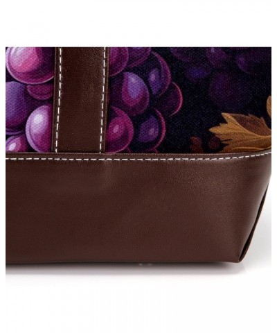 Grapes Canvas Leather Mix Handbag - Stylish, Durable Hand-Held Bag - 13.3x4.7x12.2 in, Ideal for Women - Versatile, Fashionab...