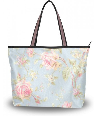 Women's Large Medium Size Handbag Pink Rose Flower Shoulder Bag Handbag Casual Tote Pink Rose Flower $13.33 Totes