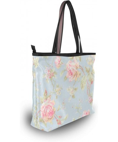 Women's Large Medium Size Handbag Pink Rose Flower Shoulder Bag Handbag Casual Tote Pink Rose Flower $13.33 Totes