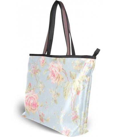 Women's Large Medium Size Handbag Pink Rose Flower Shoulder Bag Handbag Casual Tote Pink Rose Flower $13.33 Totes