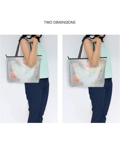 Women's Large Medium Size Handbag Pink Rose Flower Shoulder Bag Handbag Casual Tote Pink Rose Flower $13.33 Totes