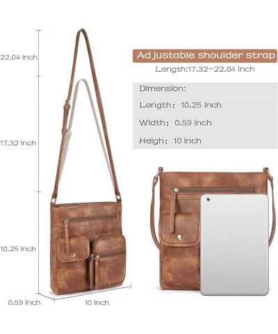 Crossbody Purses for Women Medium PU Leather Shoulder Bag with Multi Pocket for Women Beige with Brown 0-brown $17.67 Totes