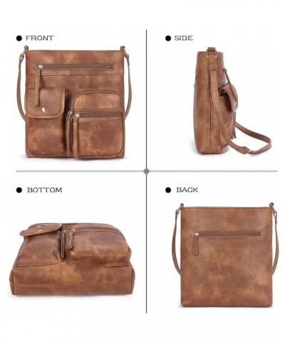 Crossbody Purses for Women Medium PU Leather Shoulder Bag with Multi Pocket for Women Beige with Brown 0-brown $17.67 Totes