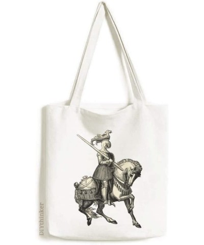 Medieval Knights of Europe Line Drawing Tote Canvas Bag Shopping Satchel Casual Handbag $13.33 Totes