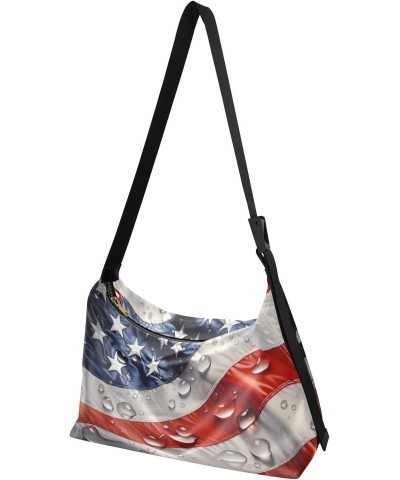 American Flag Hobo Shoulder Bag for Women Men PU Leather Crossbody Bag Slouchy Tote Handbags for Work Travel $19.46 Totes