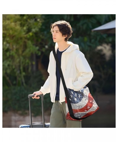 American Flag Hobo Shoulder Bag for Women Men PU Leather Crossbody Bag Slouchy Tote Handbags for Work Travel $19.46 Totes