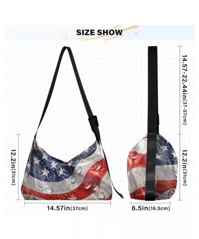 American Flag Hobo Shoulder Bag for Women Men PU Leather Crossbody Bag Slouchy Tote Handbags for Work Travel $19.46 Totes