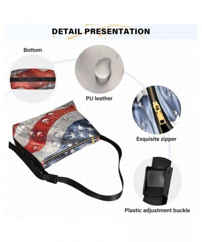 American Flag Hobo Shoulder Bag for Women Men PU Leather Crossbody Bag Slouchy Tote Handbags for Work Travel $19.46 Totes