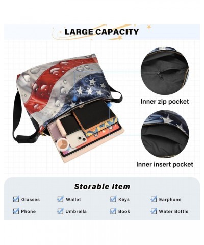 American Flag Hobo Shoulder Bag for Women Men PU Leather Crossbody Bag Slouchy Tote Handbags for Work Travel $19.46 Totes