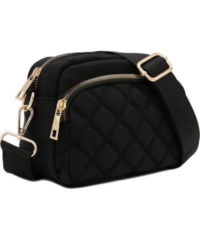 Quilted Nylon Crossbody Bag with Wide Strap Black $11.48 Crossbody Bags