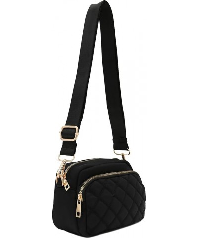 Quilted Nylon Crossbody Bag with Wide Strap Black $11.48 Crossbody Bags