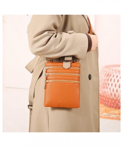 3 Zip Crossbody Bag for Women Slim Shoulder Handbag Small Cell Phone Pouch Yellow $12.46 Crossbody Bags