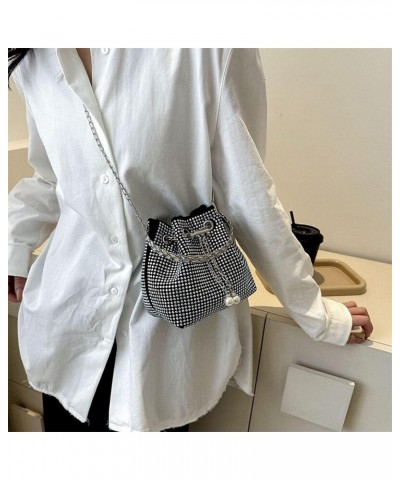 Women Rhinestone Evening Clutch Luxury Diamond Bucket Bag with Drawstring shining Crossbody Shoulder Purse for Prom Color $13...