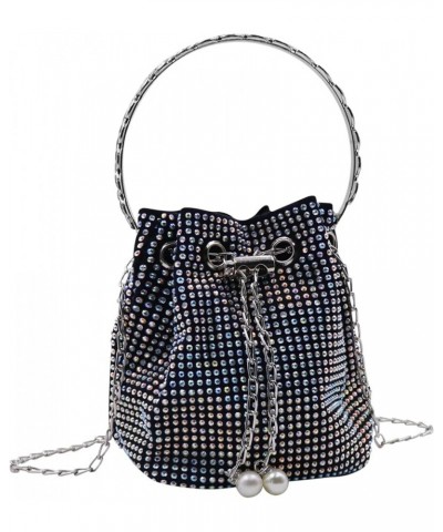 Women Rhinestone Evening Clutch Luxury Diamond Bucket Bag with Drawstring shining Crossbody Shoulder Purse for Prom Color $13...