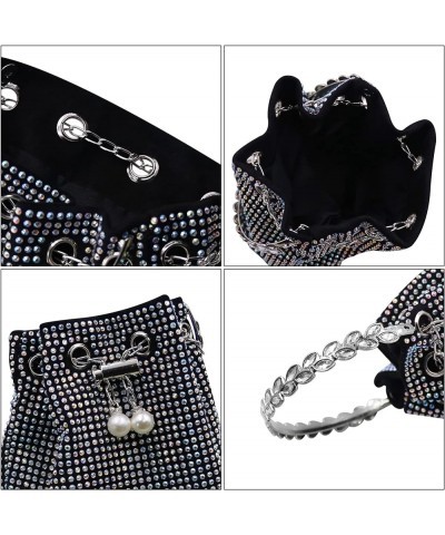 Women Rhinestone Evening Clutch Luxury Diamond Bucket Bag with Drawstring shining Crossbody Shoulder Purse for Prom Color $13...