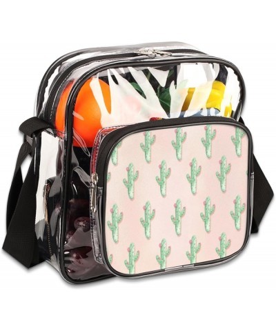 Cactus Light Stadium-Approved Clear Crossbody Bag with Colorful Print Design Cactus Pink Color $13.43 Crossbody Bags