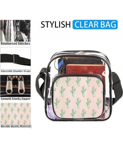 Cactus Light Stadium-Approved Clear Crossbody Bag with Colorful Print Design Cactus Pink Color $13.43 Crossbody Bags