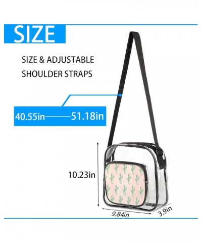 Cactus Light Stadium-Approved Clear Crossbody Bag with Colorful Print Design Cactus Pink Color $13.43 Crossbody Bags