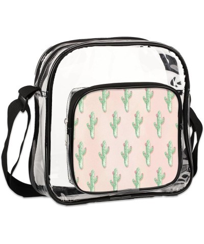 Cactus Light Stadium-Approved Clear Crossbody Bag with Colorful Print Design Cactus Pink Color $13.43 Crossbody Bags