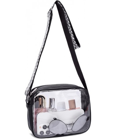 Crossbody Bags for Women, Vegan Leather Shoulder Handbags 2024，Purses for Women with Adjustable Wide Strap Clear-black $13.20...