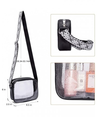 Crossbody Bags for Women, Vegan Leather Shoulder Handbags 2024，Purses for Women with Adjustable Wide Strap Clear-black $13.20...