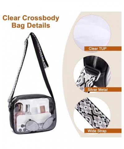 Crossbody Bags for Women, Vegan Leather Shoulder Handbags 2024，Purses for Women with Adjustable Wide Strap Clear-black $13.20...