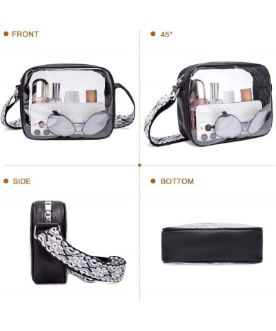 Crossbody Bags for Women, Vegan Leather Shoulder Handbags 2024，Purses for Women with Adjustable Wide Strap Clear-black $13.20...